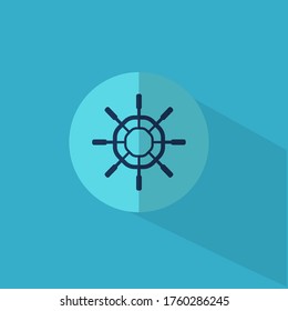 Ship wheel flat icon. Boat steering wheel flat icon. Nautical symbols vector illustration.