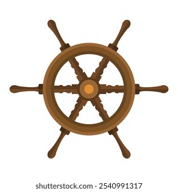 Ship wheel flat vector design isolated on white background