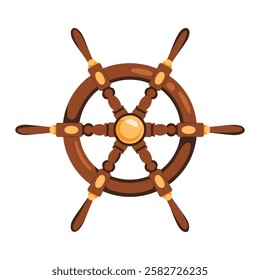 Ship wheel flat vector design