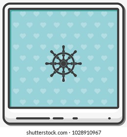 Ship wheel flat vector icon.