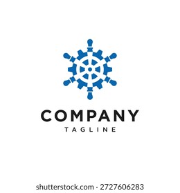 Vetor de ícone de logotipo simples de engrenagem de roda de navio