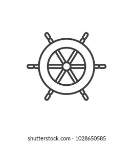 Ship wheel, helm line icon.