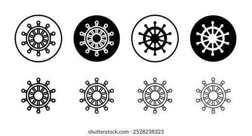 Ícone da roda do navio Vetor de contorno preto e branco
