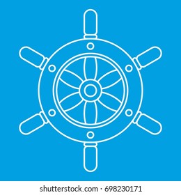 Ship wheel icon blue outline style isolated vector illustration. Thin line sign