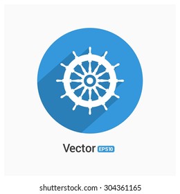 Ship Wheel icon. Circle concept web buttons. vector illustration. Flat design style
