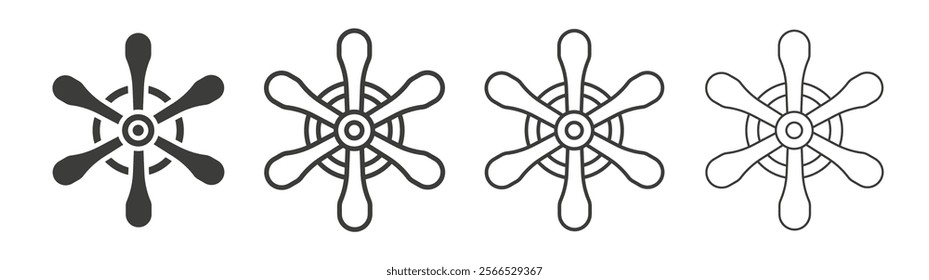 Ship wheel icon collection for website design, app, UI design.