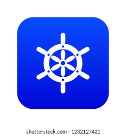 Ship wheel icon digital blue for any design isolated on white vector illustration