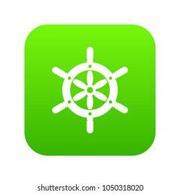 Ship wheel icon digital green for any design isolated on white vector illustration