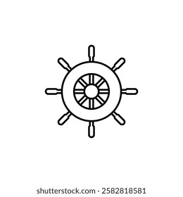 Ship Wheel icon Flat isolated outline sign