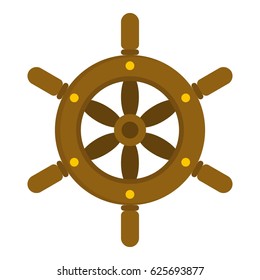 Ship wheel icon flat isolated on white background vector illustration