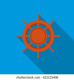 Ship wheel icon, flat style