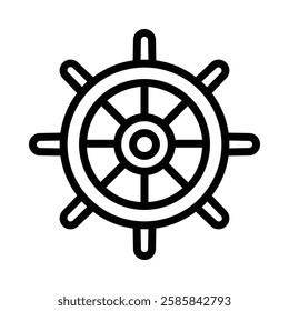 Ship Wheel icon illustration in line style. Perfect for website mobile app presentation. Suitable for any user interface and user experience