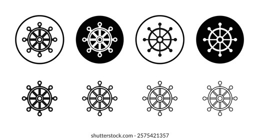 Ship wheel icon Isolated flat vector in outline