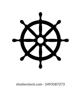 Ship wheel icon isolated on white background.