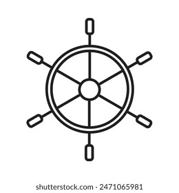Ship wheel icon line art vector