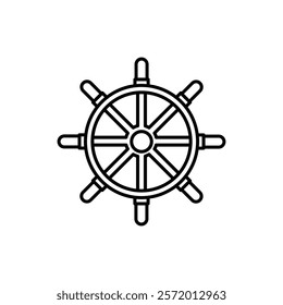 Ship wheel icon in liner stroke style