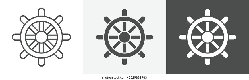 ship wheel icon Logo art vector in outline