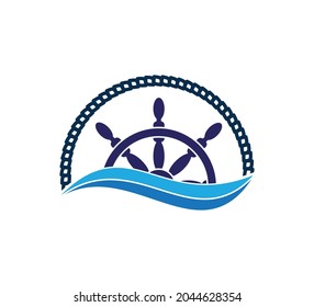 Ship wheel icon logo design template illustration