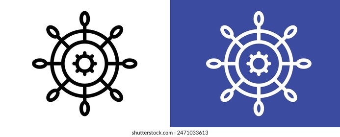 Ship wheel icon logo set vector