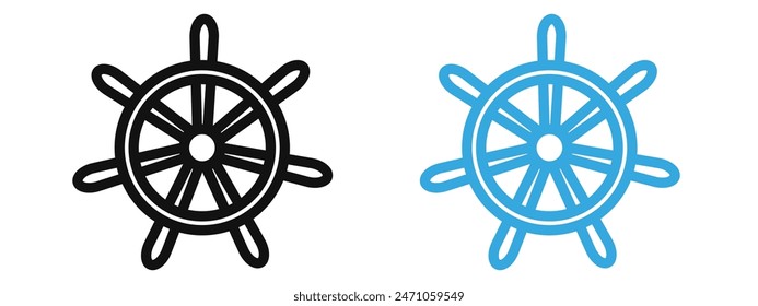 Ship wheel icon mark in filled style