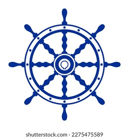 Ship wheel icon. Old ship steering wheel rudder isolated. Flat vector illustration