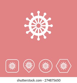 Ship Wheel Icon on Flat UI Colors with Different Shapes. Eps-10.