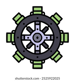 Ship wheel icon on white background. flat style. Vector illustration.