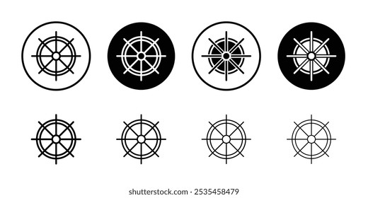 Ship wheel icon Outline vector for web ui