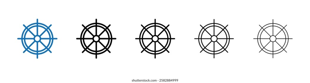 Ship wheel icon Outline vector logo for web ui