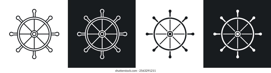 Ship wheel icon pack for app and website ui designs.