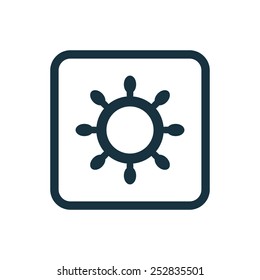 ship wheel icon Rounded squares button, on white background 