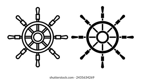 Ship wheel icon set. ship helm vector symbol. boat steer wheel icon on white background