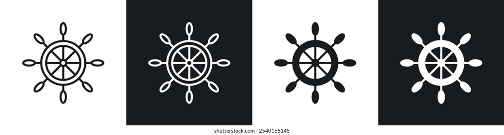 Conjunto de iconos de rueda de envío. Símbolos de Vector en colores blanco y negro.