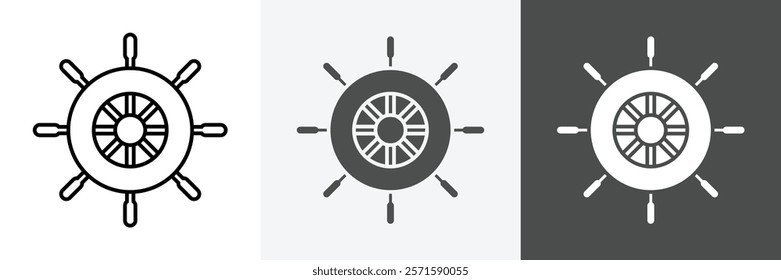 Ship Wheel icon set vector art