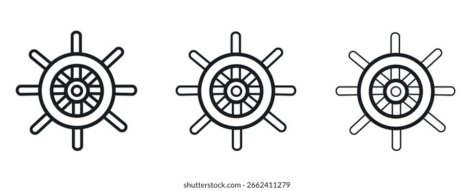 Diseño de línea simple de icono de rueda de barco - Ilustración vectorial simple