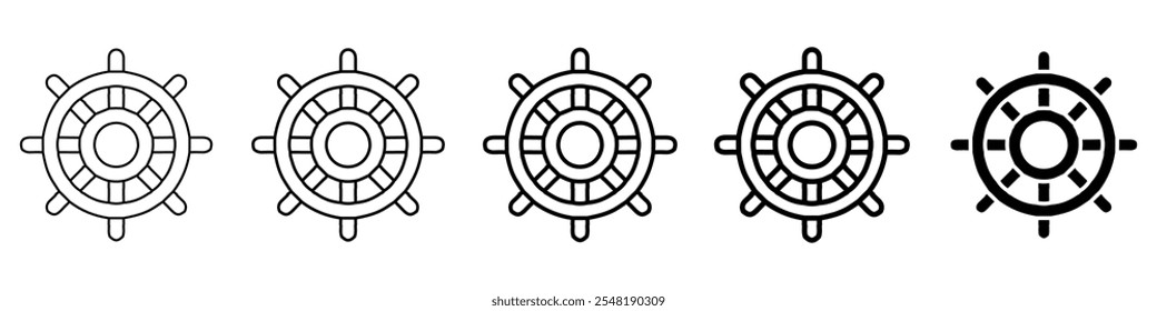 ship wheel icon Simple thin line logo set