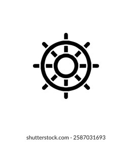 ship wheel icon Simple thin line logo