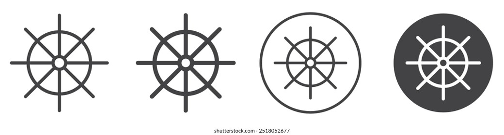 Ilustração da linha fina do ícone da roda de navio