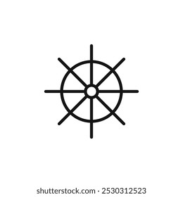 Ship wheel icon Thin line art isolated