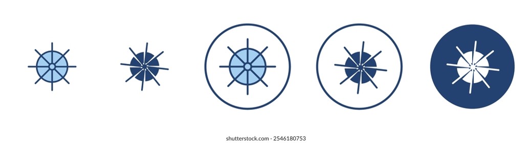 Ship wheel icon Thin line art isolated