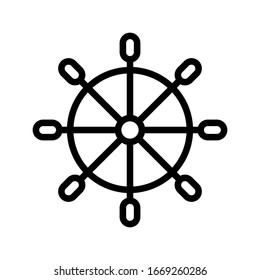 Ship wheel icon vector line style