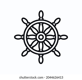 Ship wheel icon vector logo design illustration