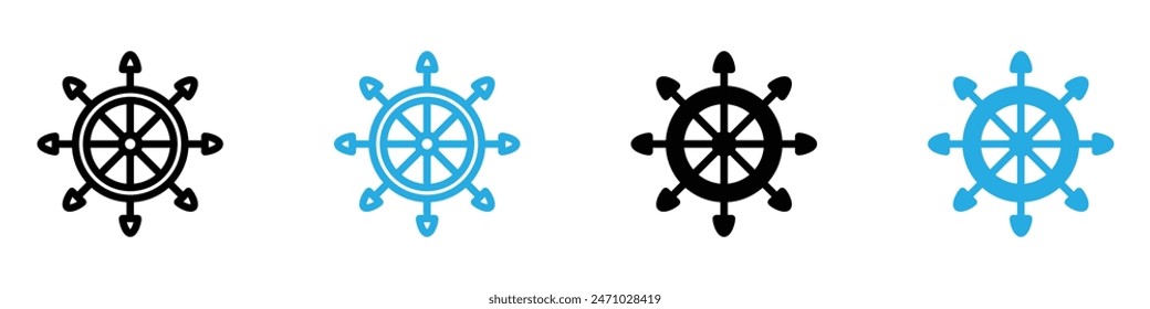 Ship wheel icon vector set collection for web