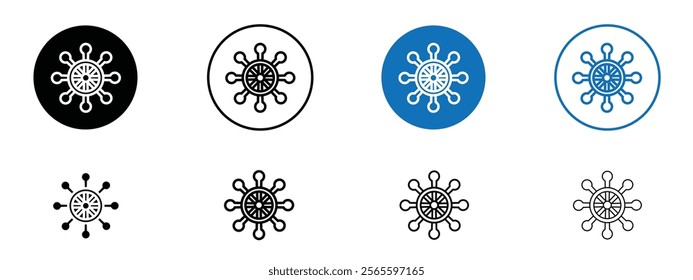 Ship wheel icons in black and blue colors