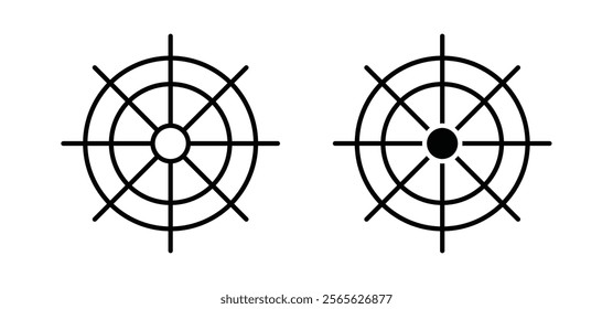 Ship wheel icons in black and white colors