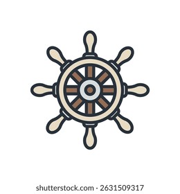 ship wheel icons isolated on White Background. Flat style design