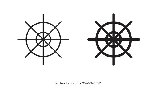 Ship wheel icons in line stroke and flat versions