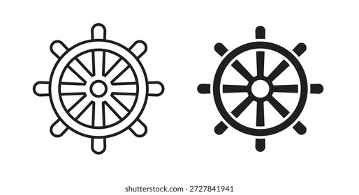 Iconos de rueda de barco. Iconos de contorno Vector colección. ilustraciones planas