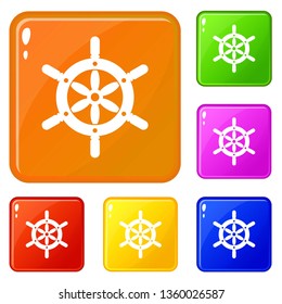 Ship wheel icons set collection vector 6 color isolated on white background