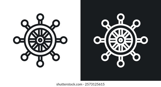 Ship wheel icons set vectors on white background.